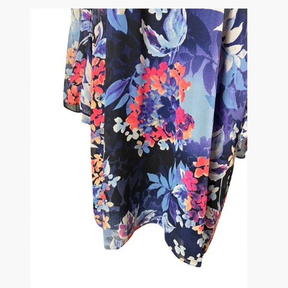 Vintage Roz n Ali Floral Print Belle Sleeve Chiffon Multicolor Dress Sz 16 EUC - Picture 9 of 12